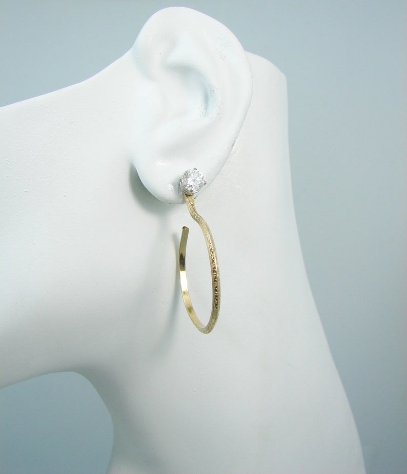 EARRING JACKETS Gold Filled Drop Hoop Jackets Diamond Stud Etsy