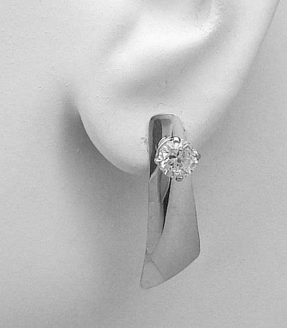 Earring Jackets for Studs, Jackets for Post Earrings, Diamond  Jackets, Silver Gemstone Jacket, Jackets for Diamonds, Trapezoid JDSSSLANTRAP