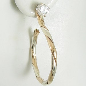 Earring Jackets, Two Tone Silver and Gold Hoop Ear Jackets, Diamond Earring Jacket, Stud Jackets, Dangle Drop Jacket Hoop JHGFSSHRSM25X2.5