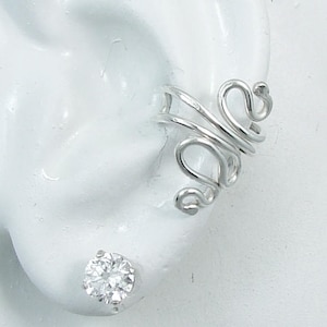 Ear Cuff, Sterling Silver Cuff, Non-pierced Cartilage Wrap, Fake Conch Earring, No Piercing, Cuff Ring, Short Version Scroll ESCSSSHORT