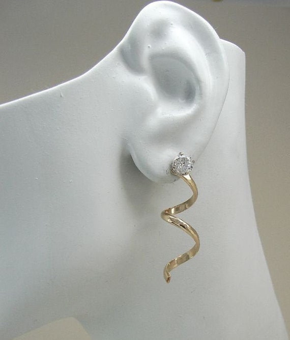 Earring Jackets for Studs 14K Gold Filled Thin Hammered Spiral