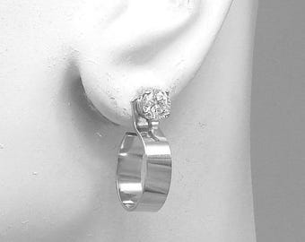 EARRING JACKETS, Sterling Silver Gemstone Rectangle Hoops, Jackets for Diamonds, jackets for Studs, Silver Jackets for Earrings JHSSRSM18X5