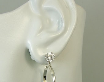 Earring Jackets, Silver Drop Dangle Ear Jackets, Hoop Jackets for Studs, Diamond Jackets, Jackets for Post Earrings JHSSHRSM20X2.5