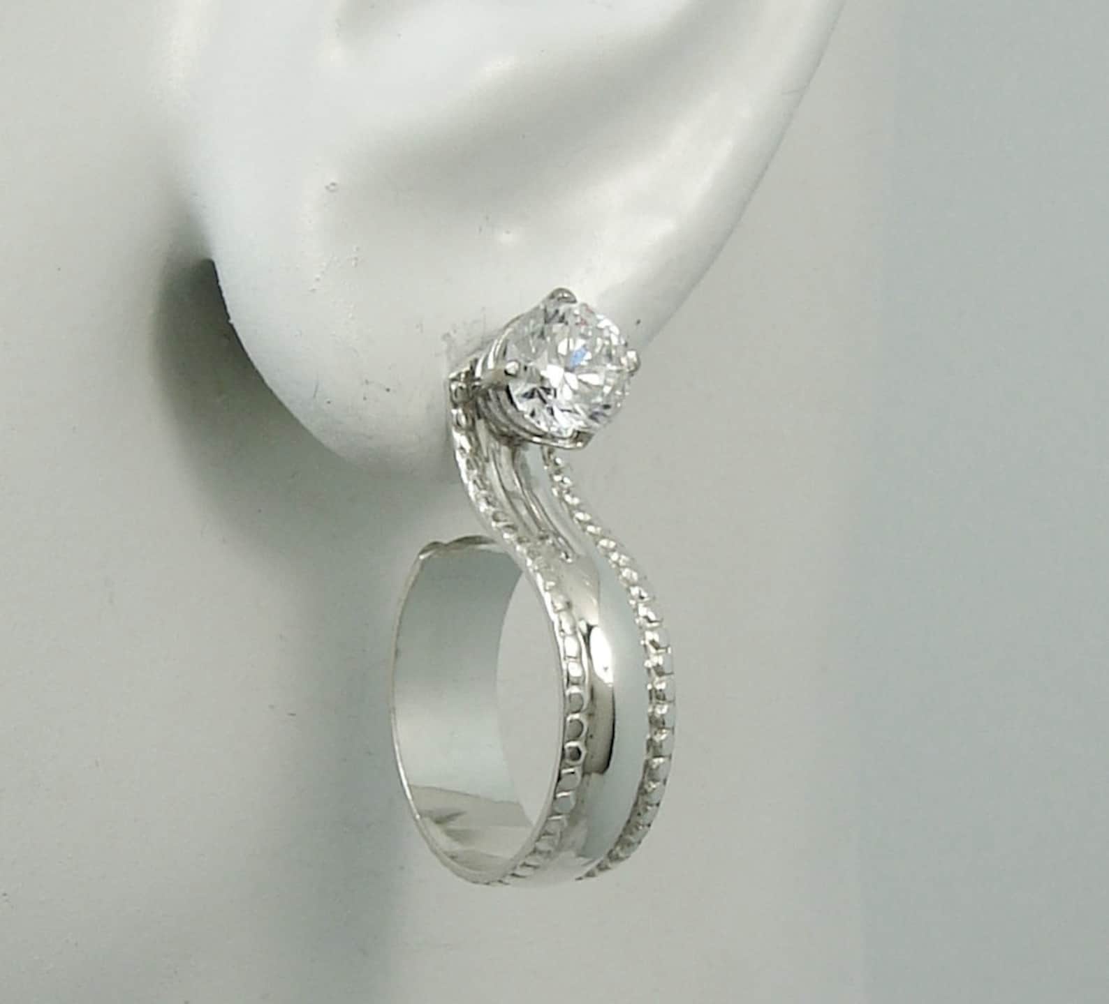 EARRING JACKETS Silver Dangle Hoops Jackets for Diamonds Etsy