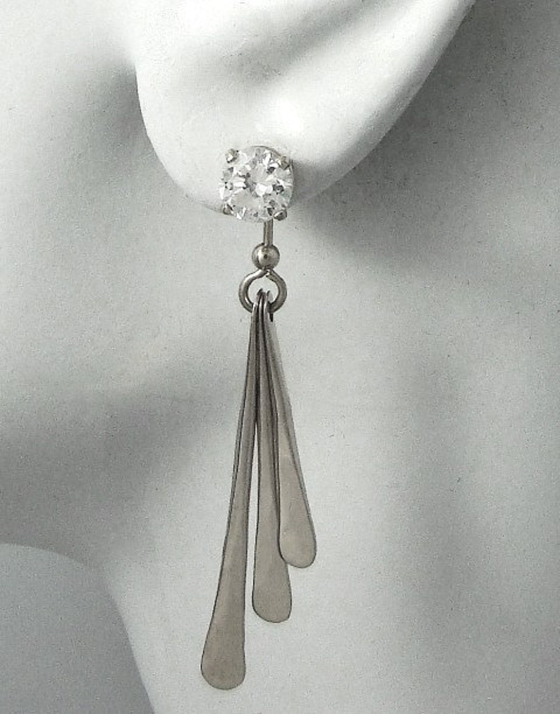 Earring Jackets Triple Dangle Sterling Silver Gemstone Etsy