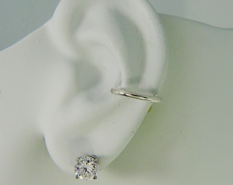Conch Piercing, Cartilage Piercing, Hex Hoop, Gauge Piercing Earring, Silver, Helix Inner Ear Piercing, Half Round Post Earring E9SSP