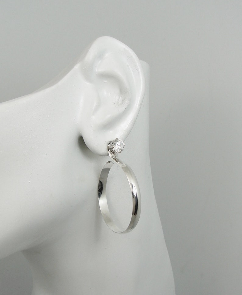Hoop EARRING JACKETS Diamond Jackets Sterling Silver Dangle Etsy