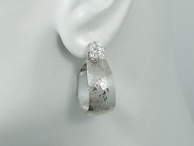 EARRING JACKETS Silver Dangle Hoop Jackets Post Earring Etsy