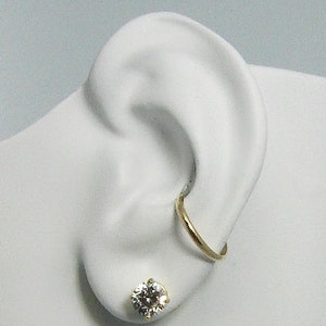 POST Conch Pierced Cartilage Earring Pierced 14K Gold Filled Gauge Piercing, Conch Hoop, Hex Pierced Jewelry, Solid Half Round Earring E9GFP