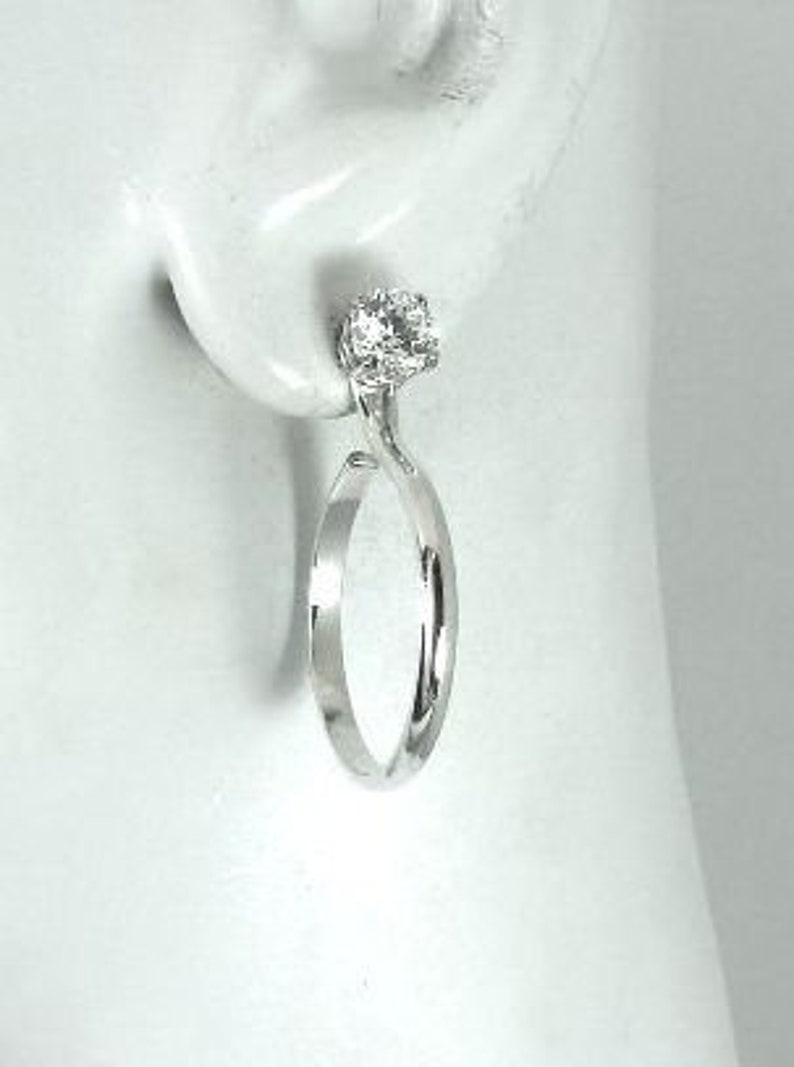 EARRING JACKETS Solid Sterling Silver Gemstone Enhancer Small Hoops,Diamond Stud Ear Jackets,Solid Silver Smooth Half Round JH24DHR2.5WSS