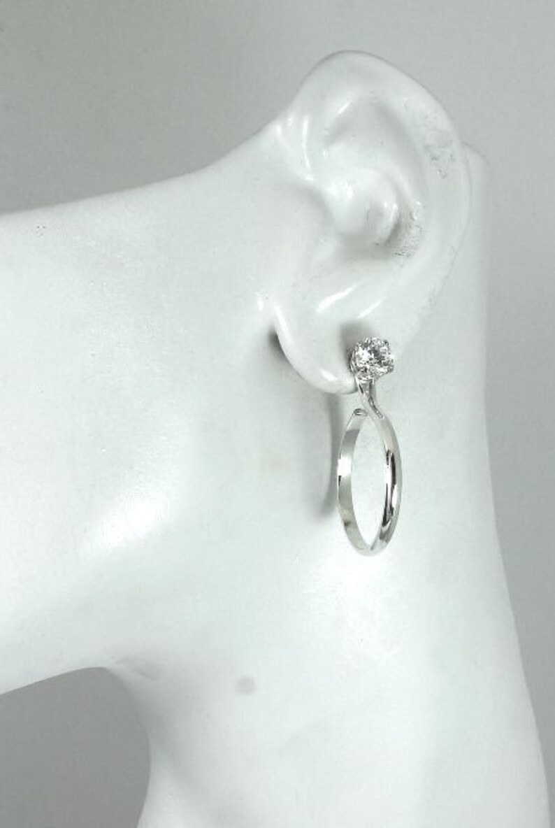 EARRING JACKETS Solid Sterling Silver Gemstone Enhancer Small Hoops,Diamond Stud Ear Jackets,Solid Silver Smooth Half Round JH24DHR2.5WSS