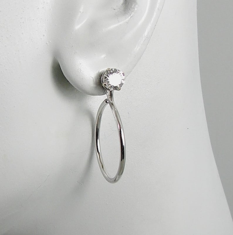 EARRING JACKETS Sterling Silver Diamond Ear Jacket Dangle Etsy