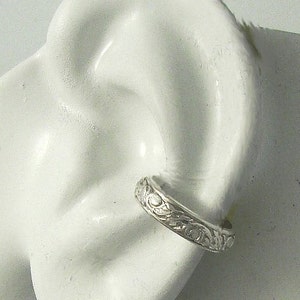 Ear Cuff Sterling Silver Earcuff Non-pierced,Cartilage Wrap Earring Fake Conch No Piercing Cuff Earring,Faux Pierced Hoop EdgedFloral EEFLSS