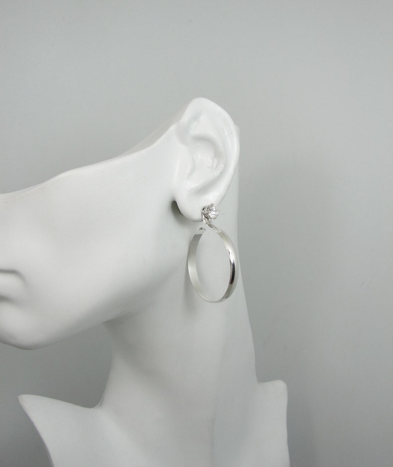 Hoop EARRING JACKETS Diamond Jackets Sterling Silver Dangle Etsy