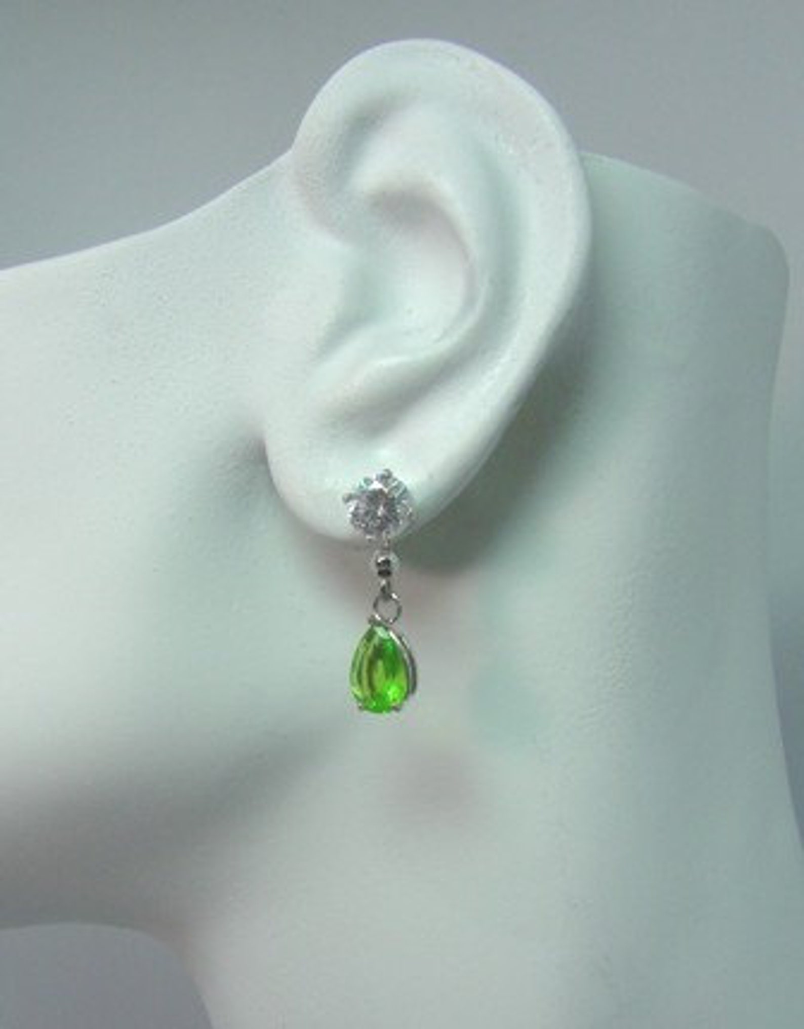 Earring Jackets 14K WHITE Gold Dangle Pear Peridot Diamond Etsy