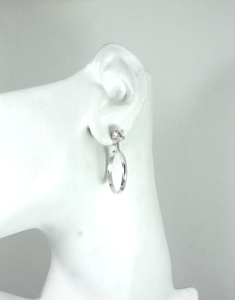 EARRING JACKETS Solid Sterling Silver Gemstone Enhancer Small Hoops,Diamond Stud Ear Jackets,Solid Silver Smooth Half Round JH24DHR2.5WSS
