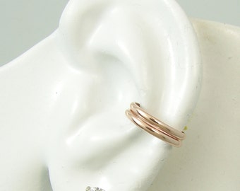 Ear Cuff, Pink Rose Gold, Ear Band, No piercing, Cartilage Earcuff, Wrap Earring, Fake Conch Earring, Simple Ear Cuff, Double Band  EDHRRGF