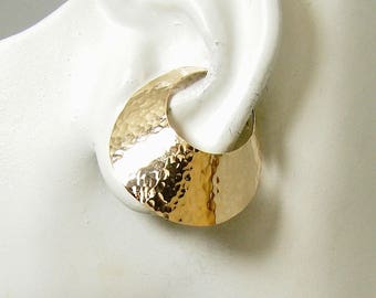 Ear Cuff Hammered Gold Non-pierced Cartilage Wrap Earring No Piercing Flying Saucer Flared Cuff Fake Conch Earring Faux Piercing EFSGFHM