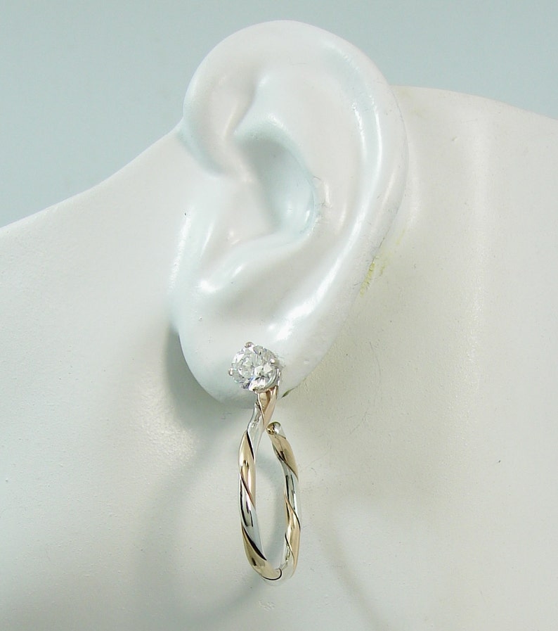 Earring Jackets Two Tone Silver and Gold Hoop Ear Jackets Etsy