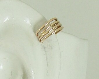 MINI Ear Cuff Cartilage Faux Helix, Fake Helix Earring  Non-pierced Upper Ear Ring Gold 4 Strand Round Wire Cartilage Cuff MC4STRANDRWGF