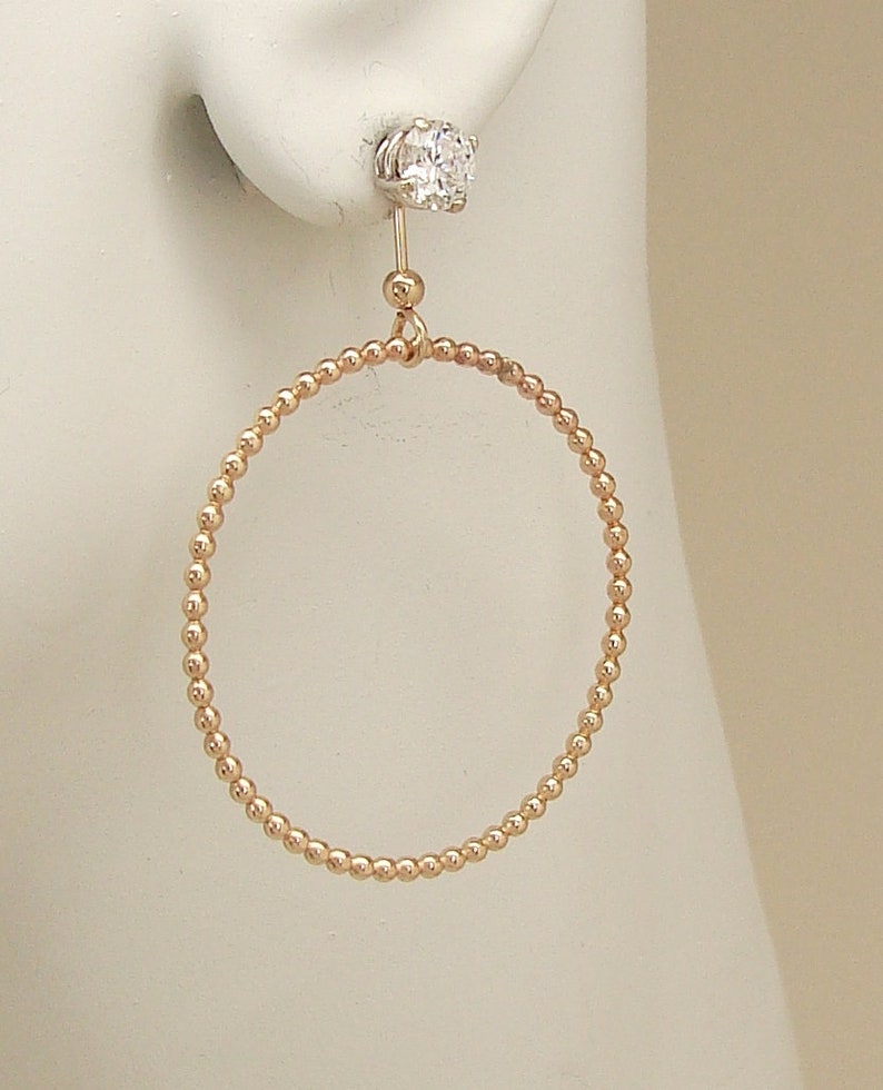 EARRING JACKETS Dangle Hoop Gold Jackets for Diamonds Ear Etsy
