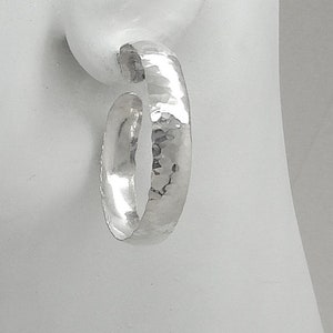 Hoop EARRINGS, Sterling Silver Post Earrings, Post Round Earrings Large Post Hoop Earring Handmade Hammered Silver Hoop Earrings EH35D8WSSHM