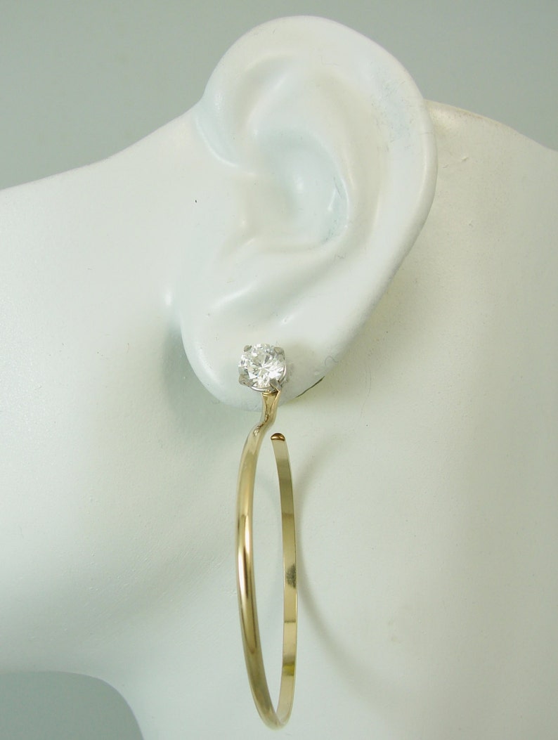 Earring Jackets for Studs Large Dangle Hoop Gold Earring Etsy