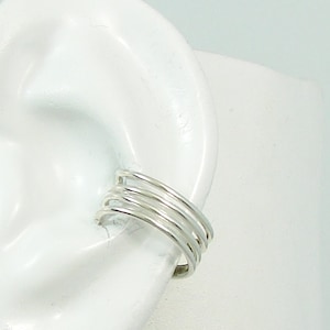 Ear Cuff, Silver Ear cuff, Non-pierced, Cartilage Wrap Earring Fake Conch, No Piercing Cuff,Faux Pierced Hoop 4 Strand Round ERW4STSS