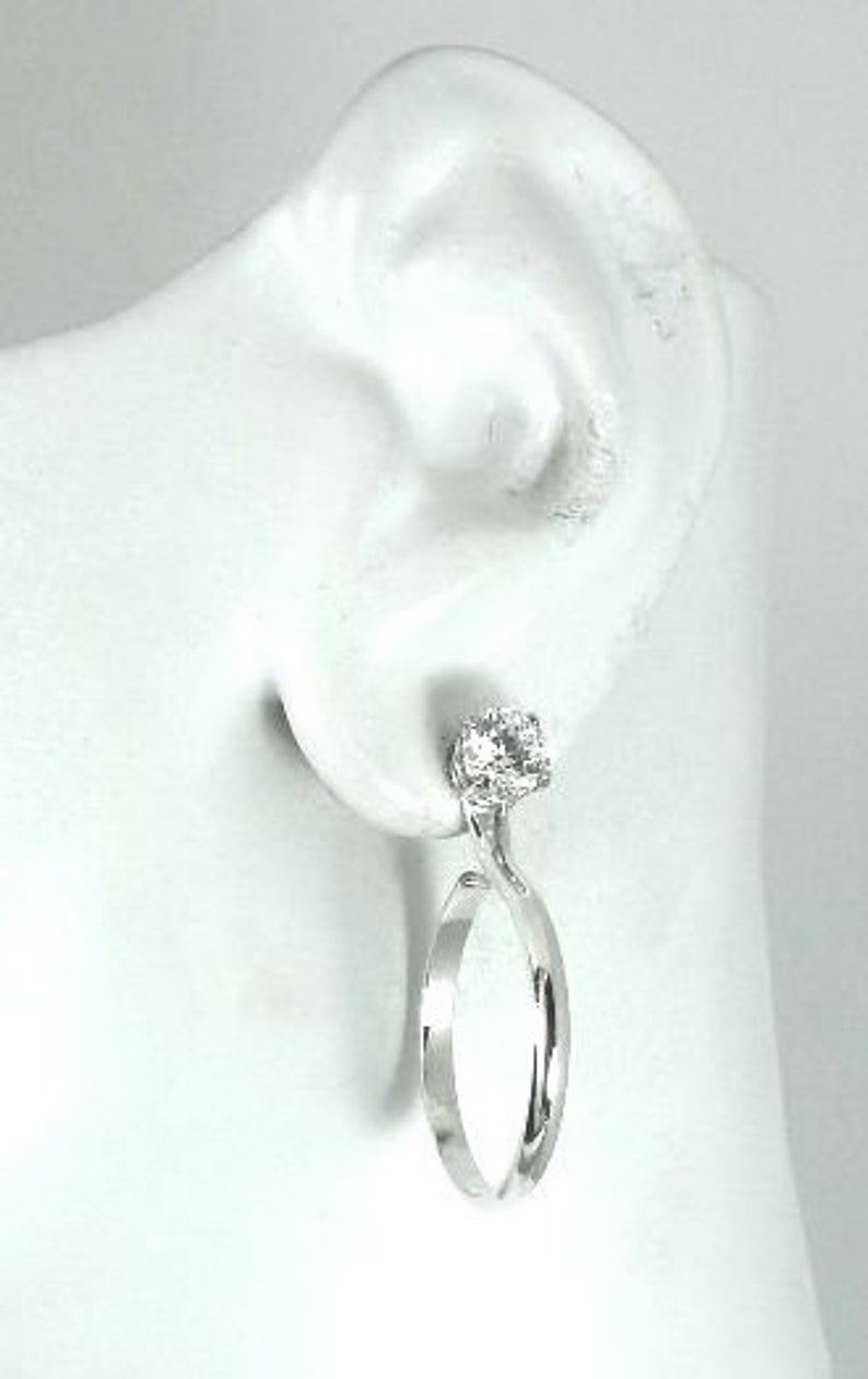 EARRING JACKETS Solid Sterling Silver Gemstone Enhancer Small Hoops,Diamond Stud Ear Jackets,Solid Silver Smooth Half Round JH24DHR2.5WSS