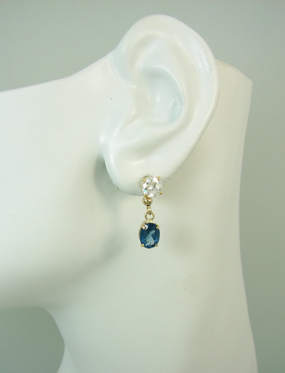 Earring JACKETS for Studs 14K Solid Gold Dangling London Blue Etsy