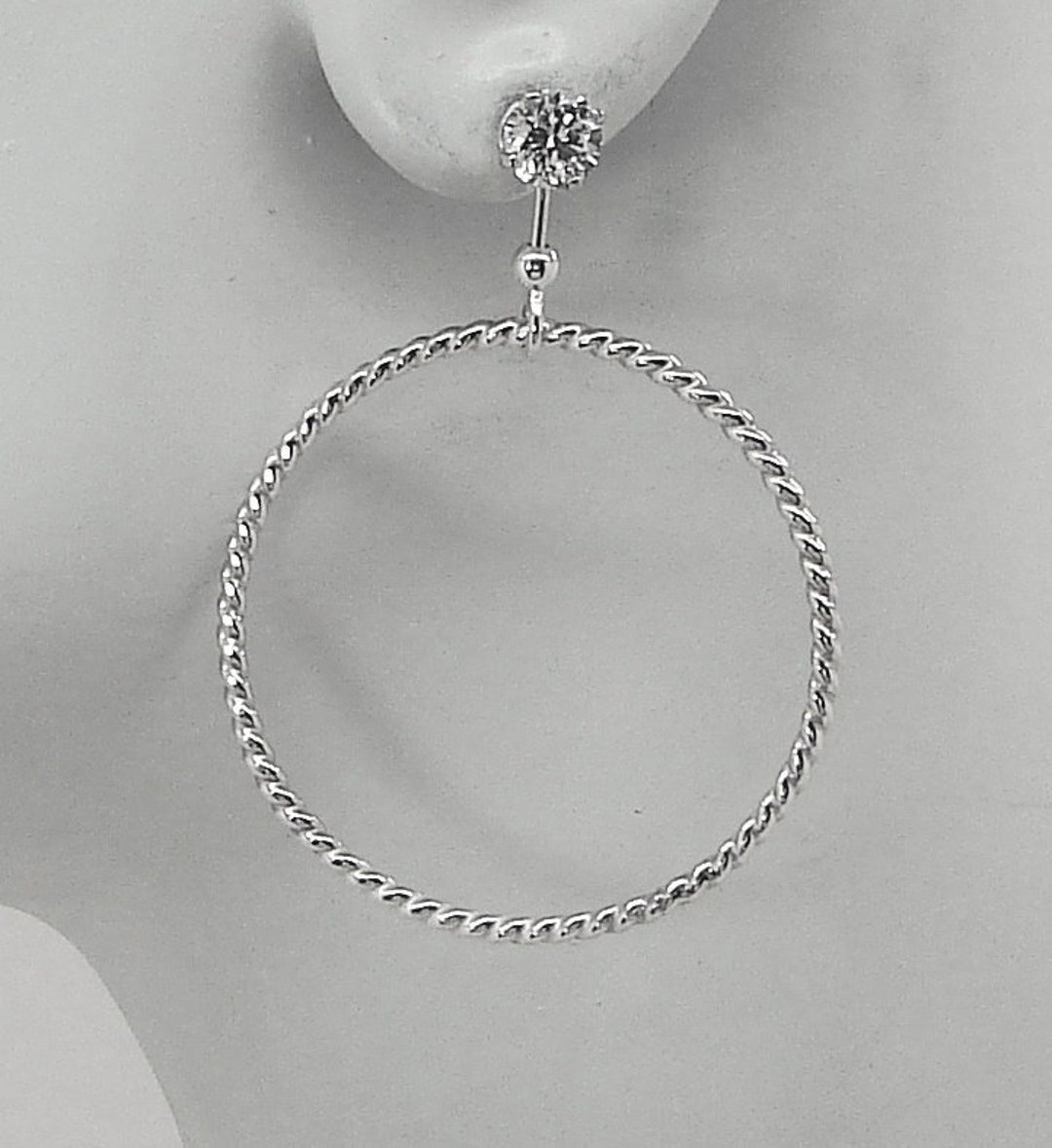 EARRING JACKETS Dangle Hoop Silver Jackets for Diamonds Ear Etsy