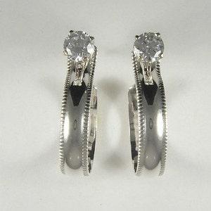 Earring Jackets for Studs, Earring Jackets for Diamonds, Sterling Silver Gemstone Enhancer Smooth Beaded Edge Hoop Dangle JHSSBESM20X5