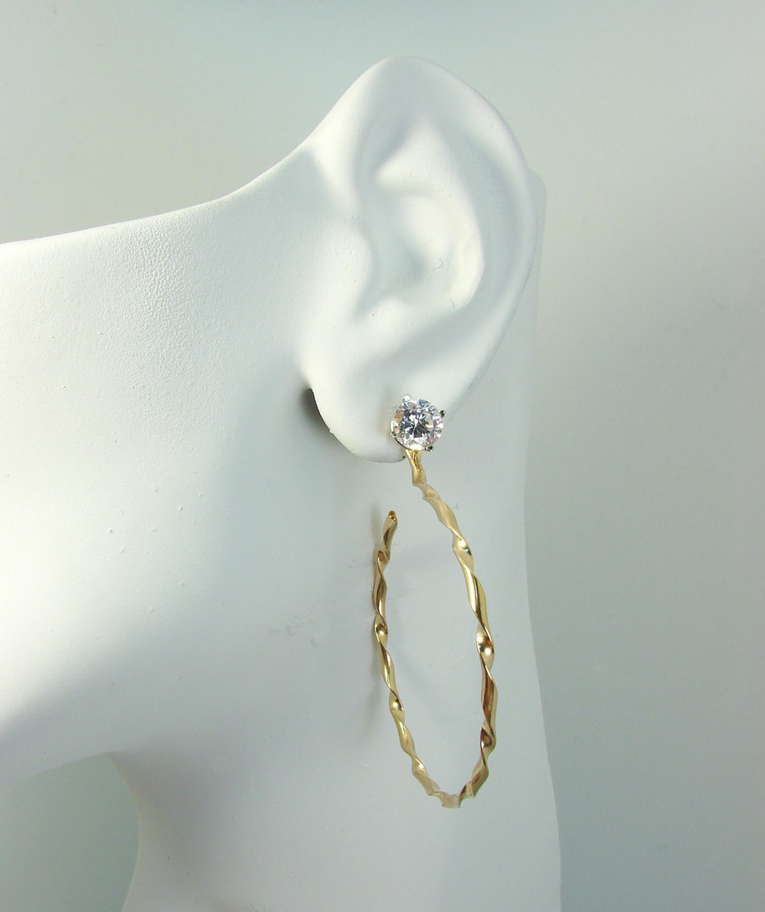 EARRING Jackets,large Gold Hoop Dangle,diamond Ear Jackets,diamond Stud