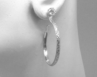 Earring Jackets, Jackets for Diamonds, Jackets for Studs, Jackets for Studs, Silver Hoop Jackets, Dangle Drop Art Deco Hoops JHSSARTD32X3