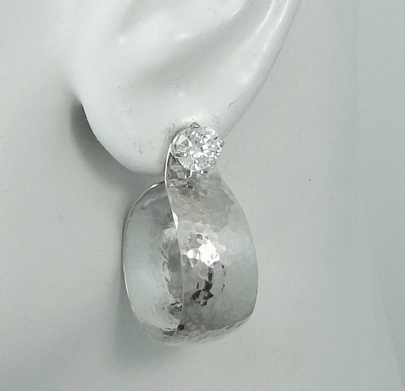 EARRING JACKETS Silver Dangle Hoop Jackets Post Earring Etsy