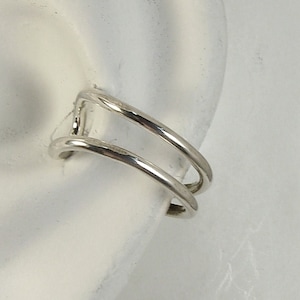 Ear Cuff, Silver Earcuff, Non-pierced Cartilage Wrap Earring, Fake Conch, No Piercing, Cuff Earring, Faux Pierced Hoop, Double Round EDRWSS