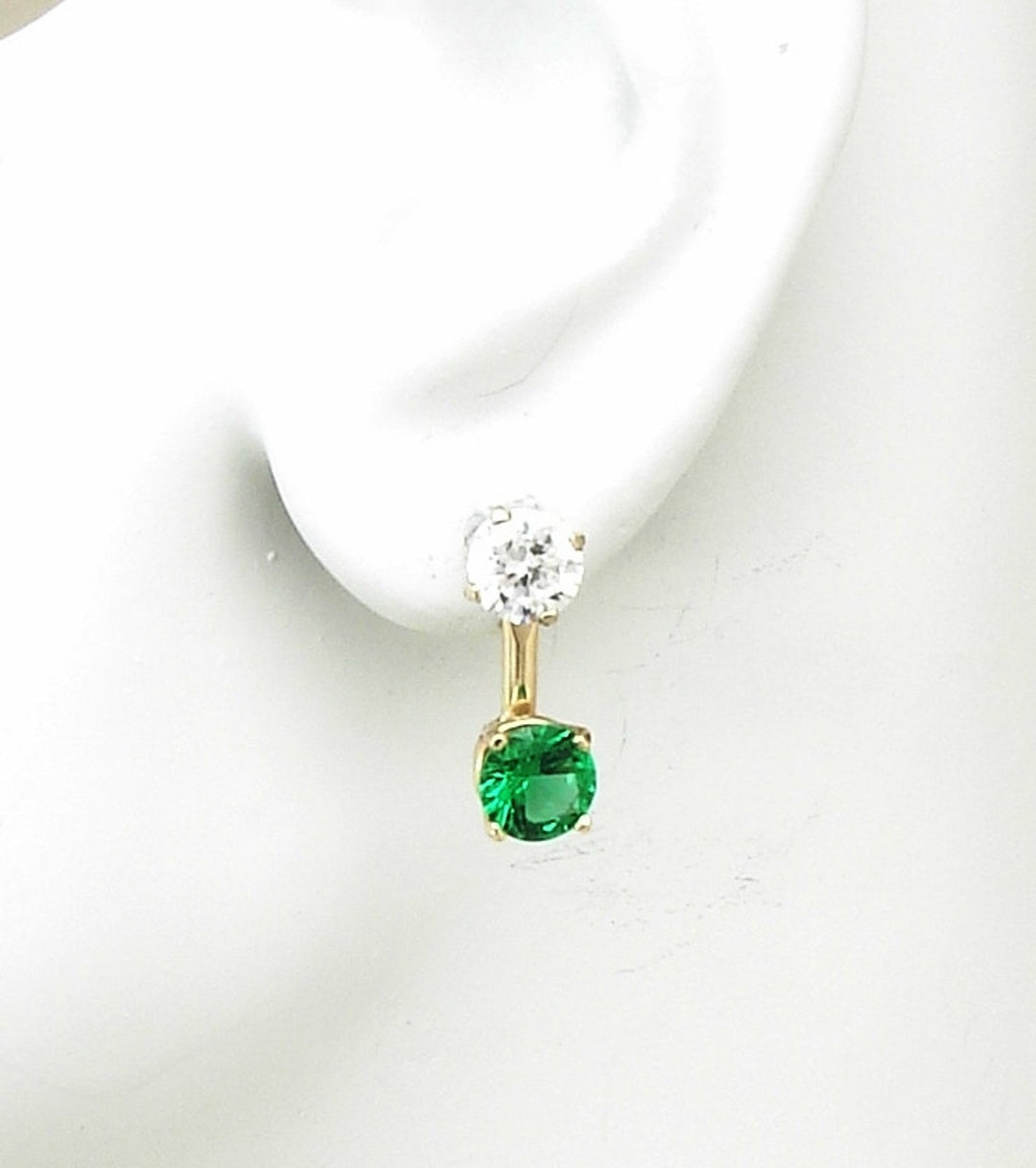 SOLID 14K Gold Earring Jackets for Studs, Bright Green Mt. St. Helen's