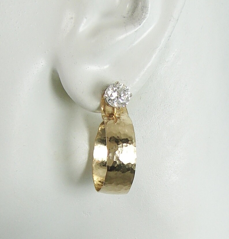 EARRING JACKETS Gold Dangle Hoop Diamond Jackets Earring Etsy