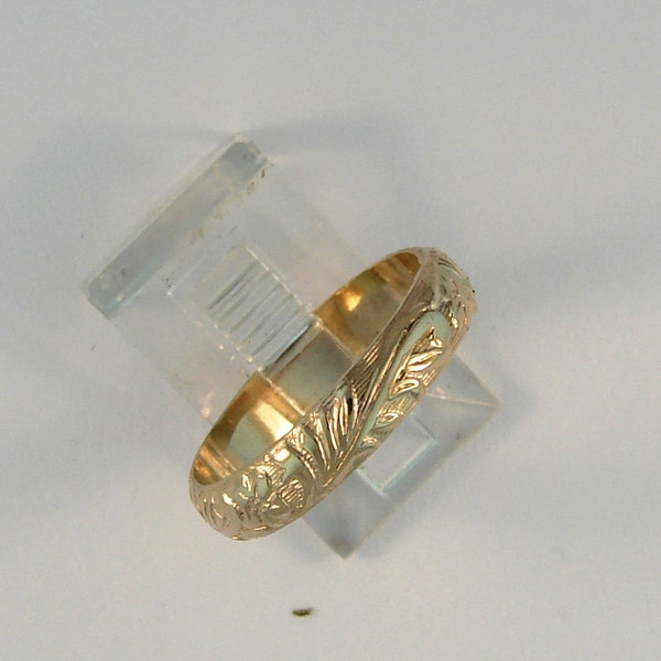 RING 14K Gold Filled, FLORAL Gold Ring, Posey Gold Ring, Gold Band, Wedding Band Finger or Adjustable Toe Ring Thumb Ring Choose Size RGFFL