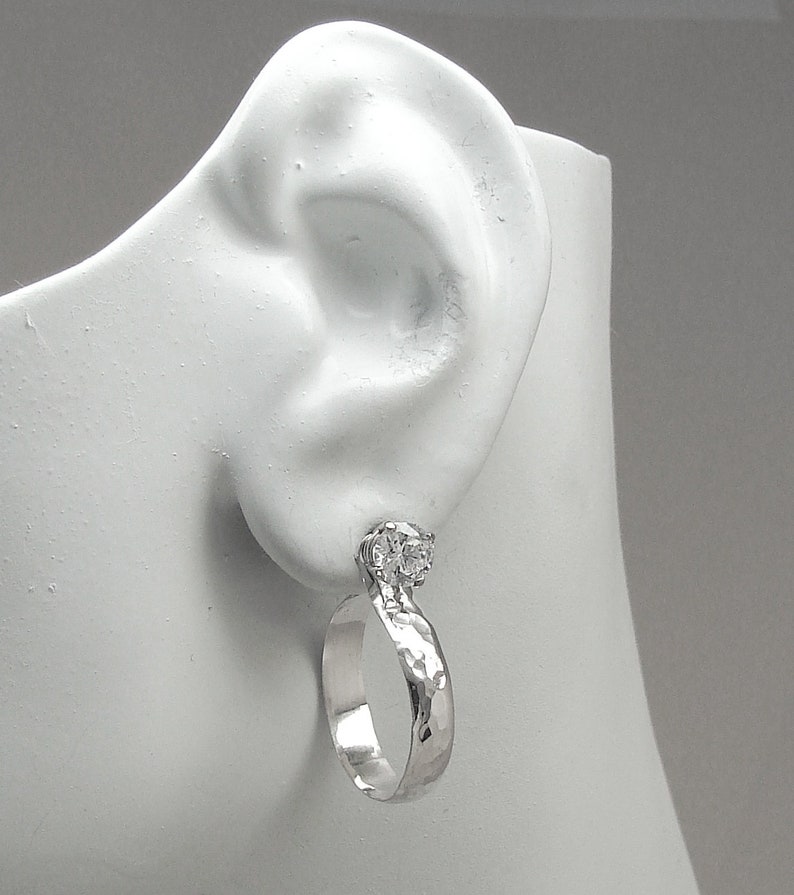 Earring JACKETS for Studs Silver Hammered Domed Diamond Etsy