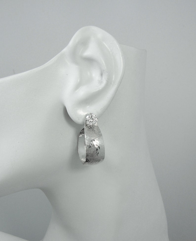 EARRING JACKETS Silver Dangle Hoop Jackets Post Earring Etsy
