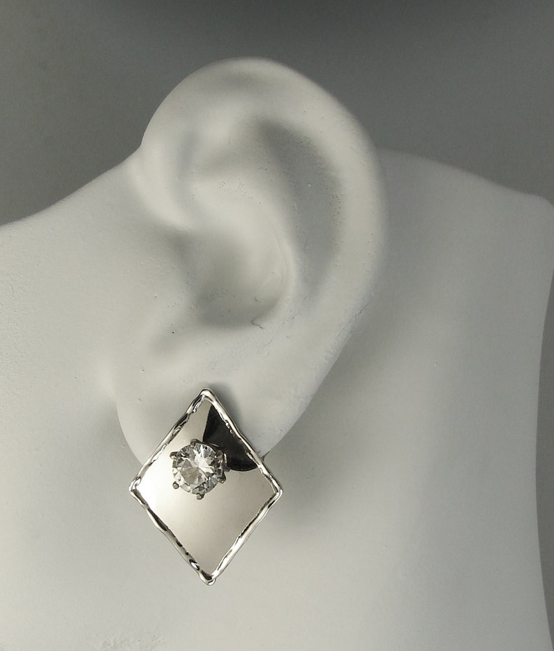 Earring Jackets Silver Ear Jackets Diamond Jackets Post Etsy