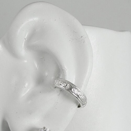 Boucles d'oreilles argentées non percées pour enveloppes cartilagineuses, fausse conque sans piercing, boucle d'oreilles simples, bordures florales simulées