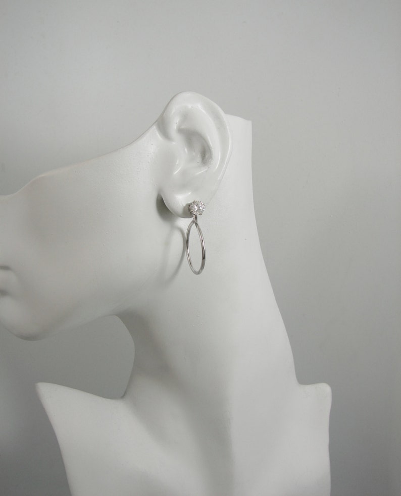 EARRING JACKETS Sterling Silver Diamond Ear Jacket Dangle Etsy