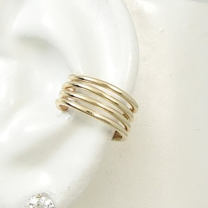 Ear Cuff, No Piercing Cuff, Gold Earcuff, Non-pierced Earband Cartilage Wrap Earring, Fake Conch, Faux Pierced Hoop, 4 Strand Round ERW4STGF