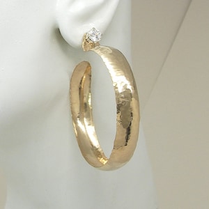 EARRING JACKETS, Gold Dangle Hammered Large Hoop Jackets for Post Earrings, Earring Jackets for Suds, Jackets for Diamonds JH35D8WGFHM