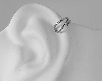POST Pierced Cartilage Helix Hoop 14K White Gold Pierced Earring, Body Jewelry, Tragus Rook Body Piercing WHITE Gold Double Twist MCEDW14KWP