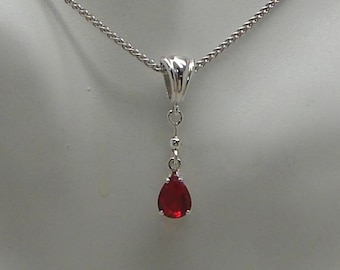 PENDANT Sterling Silver Garnet Teardrop, Deep Red Garnet Gemstone, Dangling Pendant for Necklace, Pear Shaped Garnet PENSSGARP9X7