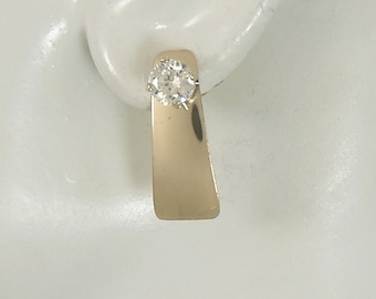 Earring Jackets, Gold Ear Jacket, Diamond Jackets, Jackets for Post Earrings, Dangle Jacket for Studs, Smooth Trapezoid JDGFTRAPSM22X8