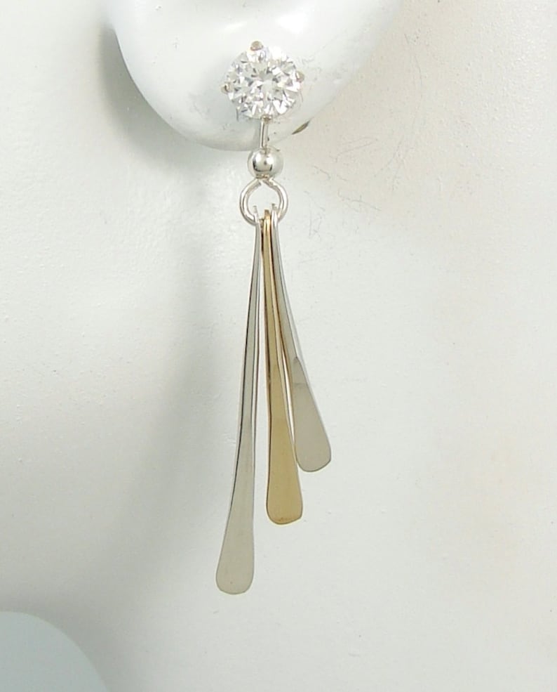 Earring Jackets Two Tone Silver and Gold Stud Jacket Post Etsy